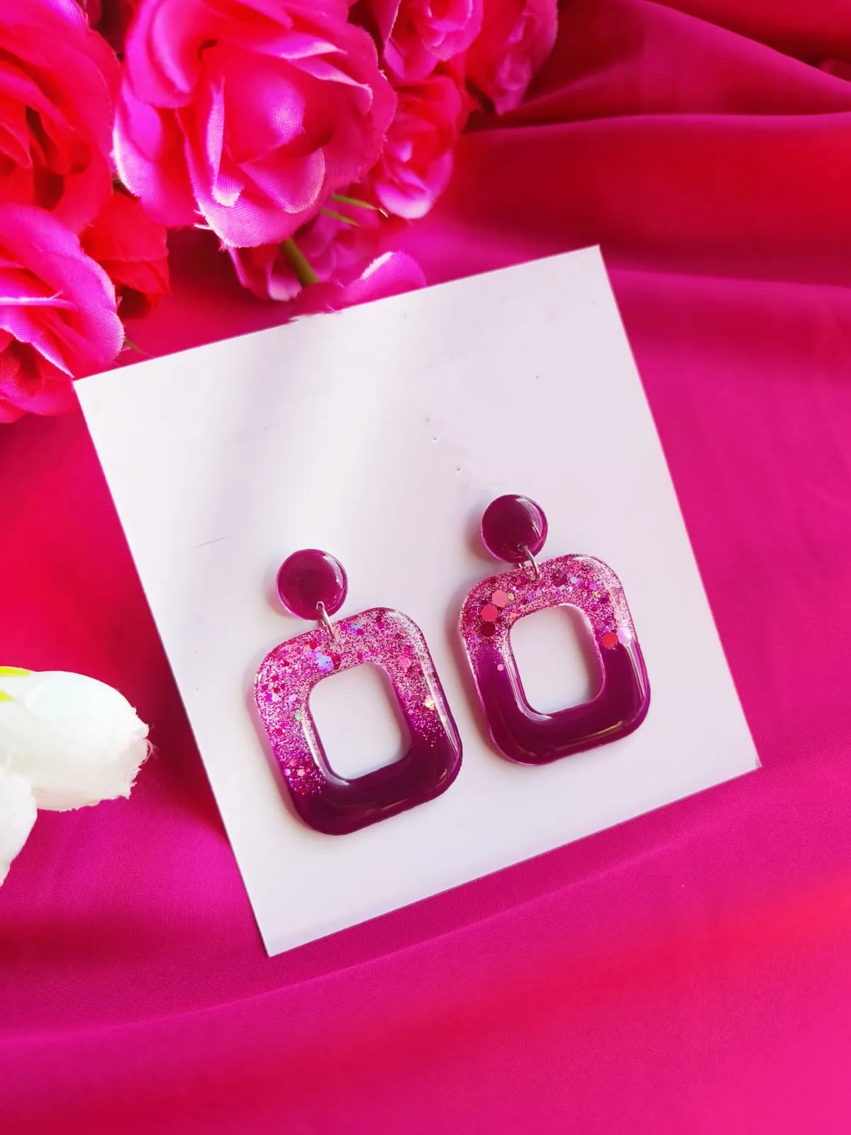 Resin Glittery Earrings - Image 2 in Mumbai